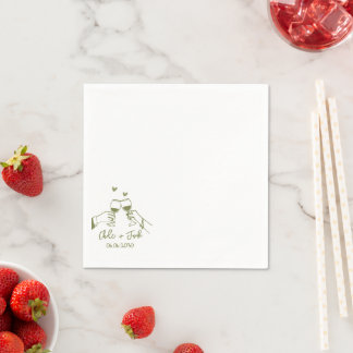 Hand Drawn Champagne Glass Wedding Napkins