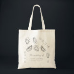 Hand Drawn Champagne & Oysters Roast Wedding Favor Tote Bag<br><div class="desc">Surprise your guests with these elegant tote bags,  featuring drawn champagne,  oysters and editable details. Easily add your own details by clicking on the "personalize" option.</div>