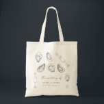 Hand Drawn Champagne & Oysters Roast Wedding Favor Tote Bag<br><div class="desc">Surprise your guests with these elegant tote bags,  featuring drawn champagne,  oysters and editable details. Easily add your own details by clicking on the "personalize" option.</div>