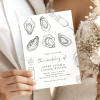 Hand Drawn Champagne & Oysters Roast Wedding