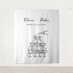 Hand drawn champagne tower Backdrop Photo booth