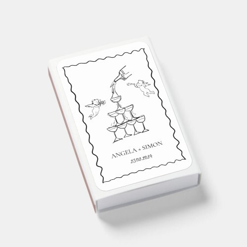 Hand drawn Champagne Tower Cherub Wedding Matches