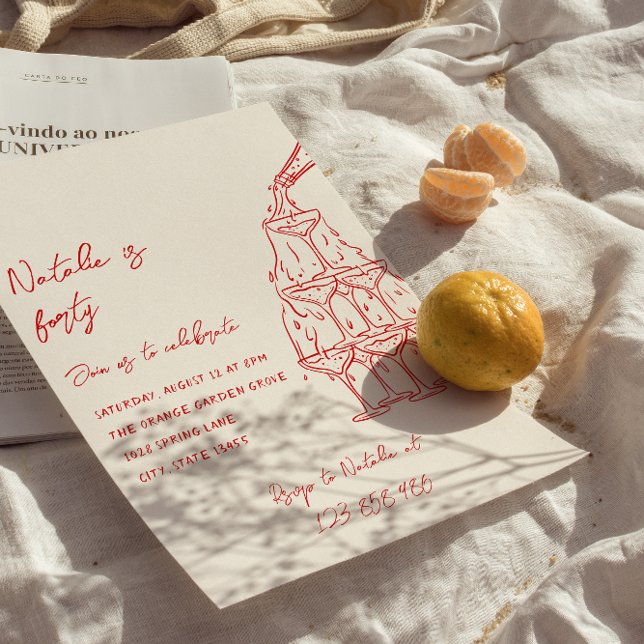 Hand Drawn Champagne Tower forty 40th Birthday Invitation (Creator Uploaded)
