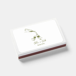 Hand Drawn Champagne Tower Glass Wedding Matchboxes