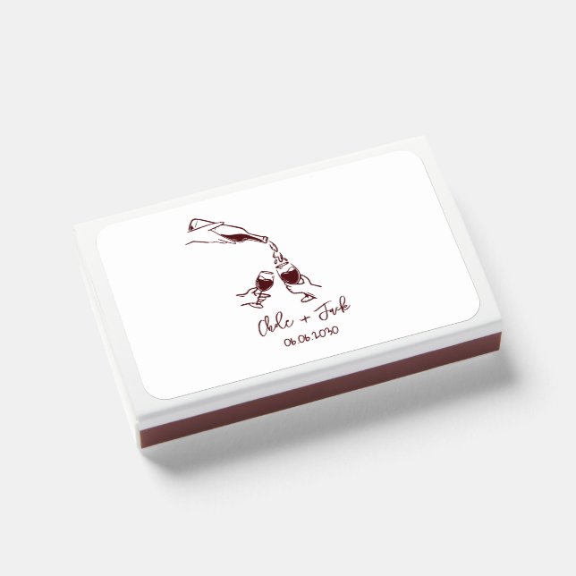 Hand Drawn Champagne Tower Glass Wedding Matchboxes (Front Closed)
