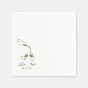 Hand Drawn Champagne Tower Glass Wedding Napkins