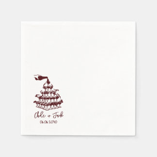Hand Drawn Champagne Tower Glass Wedding Napkins