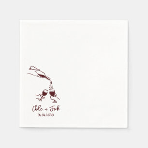 Hand Drawn Champagne Tower Glass Wedding Napkins