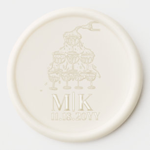 hand drawn champagne tower Initials date Wax Seal Sticker