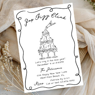 Hand Drawn Champagne Tower New Years Eve Party Invitation