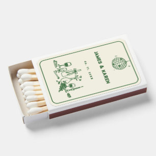 Hand Drawn Champagne Tower retro wedding Matchboxes