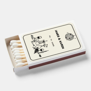 Hand Drawn Champagne Tower retro wedding Matchboxes
