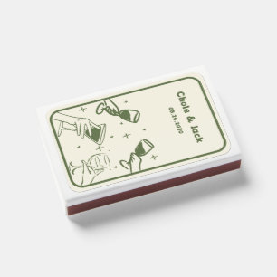 Hand Drawn Champagne Tower Retro Wedding Matchboxes