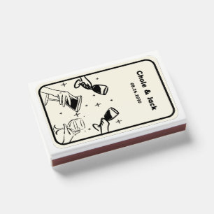 Hand Drawn Champagne Tower Retro Wedding Matchboxes