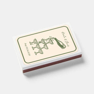 Hand Drawn Champagne Tower Retro Wedding Matchboxes