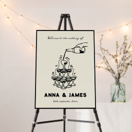 Hand Drawn Champagne Tower Retro Welcome wedding  Foam Board