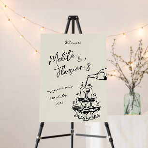 Hand Drawn Champagne Tower Retro Welcome wedding  Foam Board