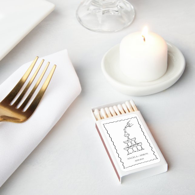 Hand drawn Champagne Tower Wedding Matches (Insitu)