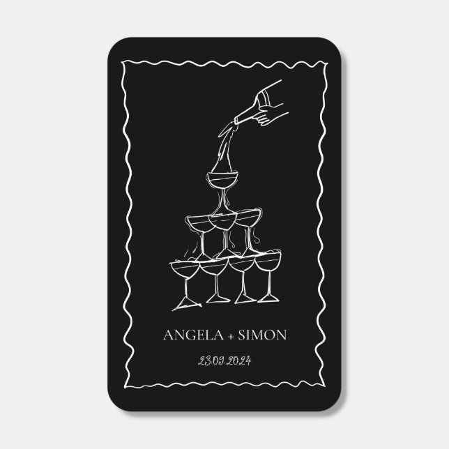 Hand drawn Champagne Tower Wedding Matches (Front)