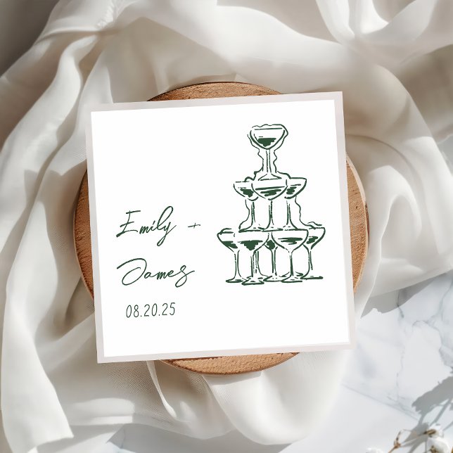 Hand Drawn Champagne Tower Wedding Napkins (Creator Uploaded)