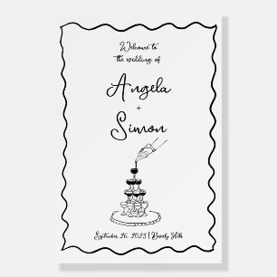 Hand drawn Champagne Tower Wedding Welcome Sign