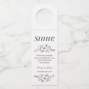 Hand Drawn Charcoal & White Flowers Do Not Disturb Bottle Hanger Tag