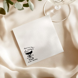 Hand Drawn Cheers Doodle Cocktail Birthday Party Napkins