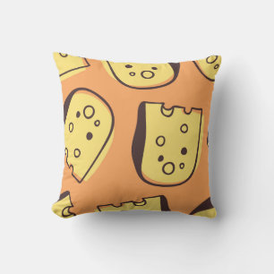 Hand-Drawn Cheese: Artistic Seamless Pattern. Throw Pillow