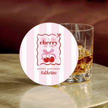 Hand Drawn Cherry on Top Stripes Birthday Party