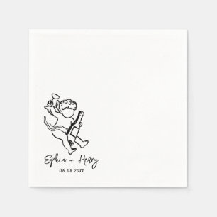 Hand Drawn Cherub Cupid Icon Wedding  Napkins