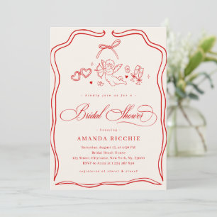 Hand Drawn Cherub Vintage Cupid Bridal Shower Invitation