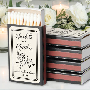 Hand Drawn Cherub Wedding Matchbox Favor Matchboxes