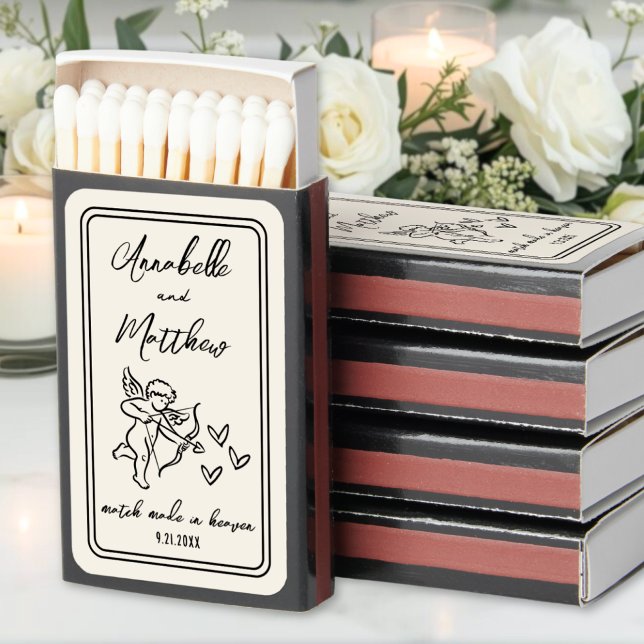 Hand Drawn Cherub Wedding Matchbox Favor Matchboxes (Hand Drawn Cherub Wedding Matchbox Favor Matchboxes)