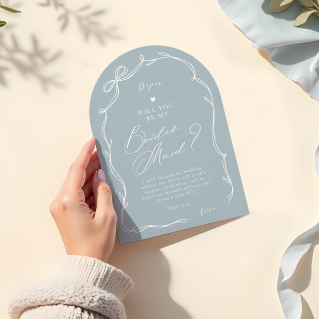 Hand Drawn Chic Bow & Ribbon Bridesmaid Proposal Invitation (Hand Drawn Chic Bow & Ribbon Bridesmaid Proposal Invitation)