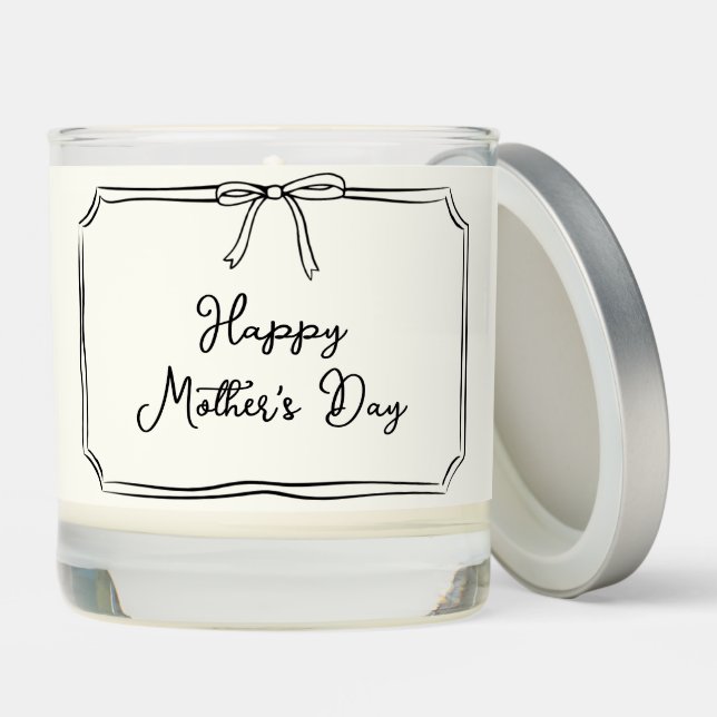 Hand Drawn Chic Coquette Bow Happy Mother's Day  Scented Candle (Lid)