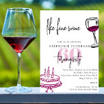Hand Drawn Chic Scribble Wine & Cake 60th Birthday Invitation<br><div class="desc">Hand Drawn Scribble Wine & Cake 60th Birthday Invitation - A trendy and fun 60th birthday invite for her. With hand drawn sketch drawings of a glass of red wine and cake. "Like Fine Wine" is written in handwritten font with burgundy and pink accents. Simple and minimal design. Available as...</div>