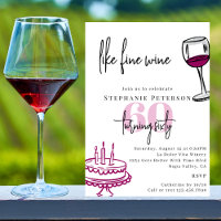 Hand Drawn Chic Scribble Wine & Cake 60th Birthday