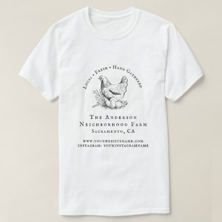Hand-drawn Chicken Script Family Farm Business T-shirt