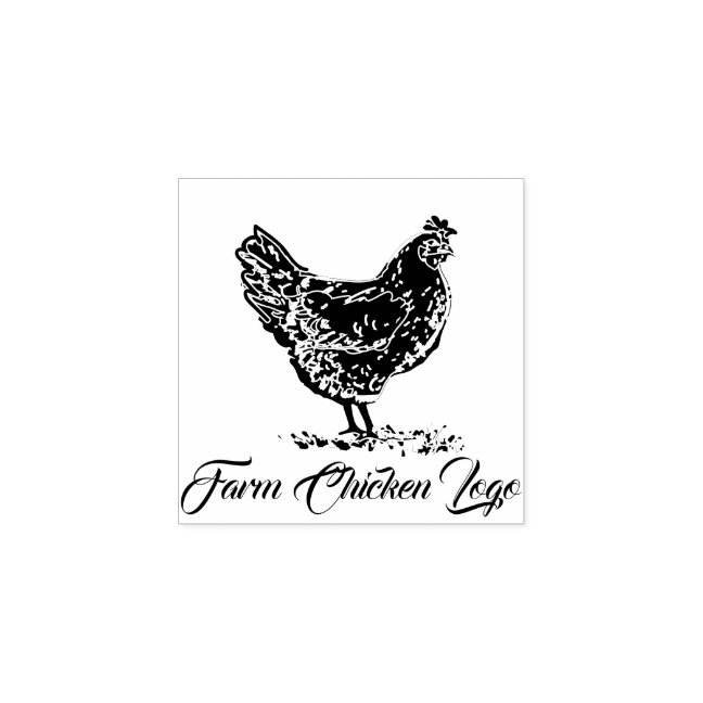 Hand Drawn Chicken Sketch Rubber Stamp