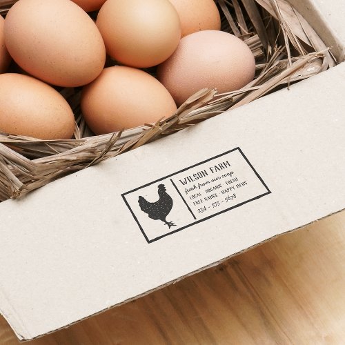 Hand_drawn Chicken Vintage Family Farm Egg Carton Rubber Stamp