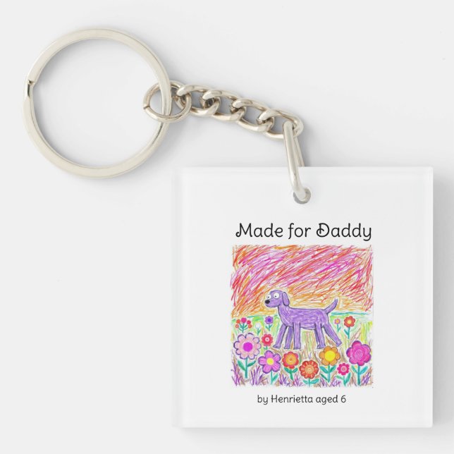 hand drawn child art made for daddy keychain (Front)