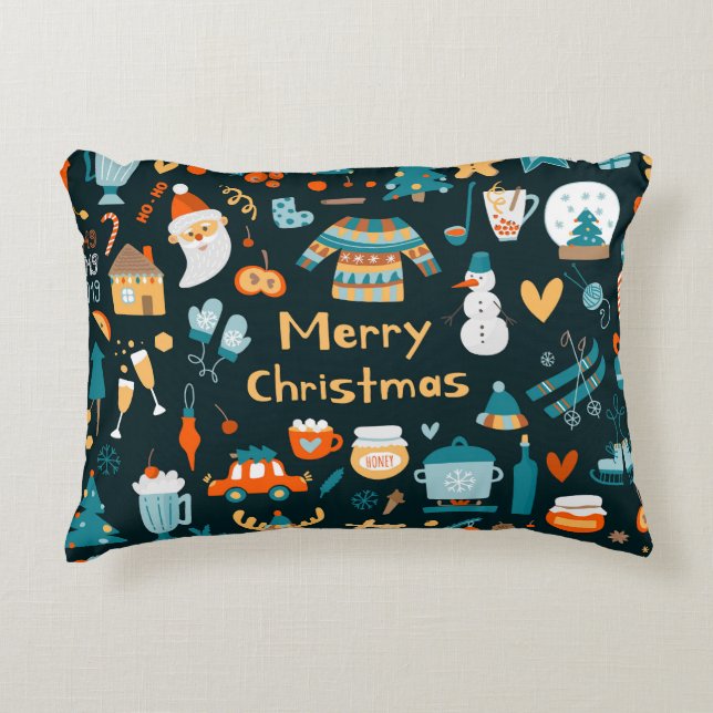 Hand-drawn Christmas and New Year elements. Accent Pillow (Front)