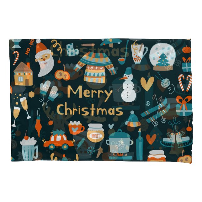 Hand-drawn Christmas and New Year elements. Pillow Case (Front)