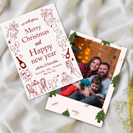 Hand drawn christmas and new year wishes doodle holiday card