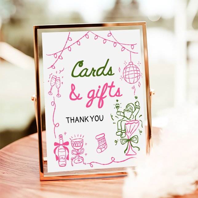 Hand Drawn Christmas Bridal Shower Cards and Gifts Poster (Creator Uploaded)