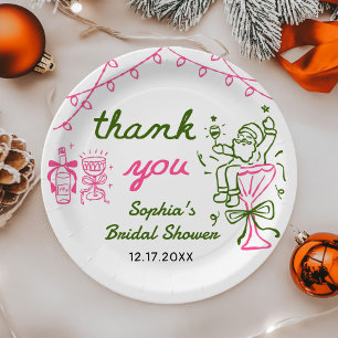 Hand Drawn Christmas Bridal Shower Paper Plates