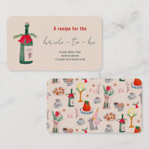 Hand Drawn Christmas Bridal Shower Share A Recipe Enclosure Card