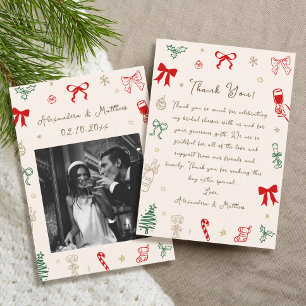 Hand Drawn Christmas Bridal Shower Thank You Card