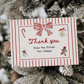 Hand Drawn Christmas Bridal Shower Thank You Card