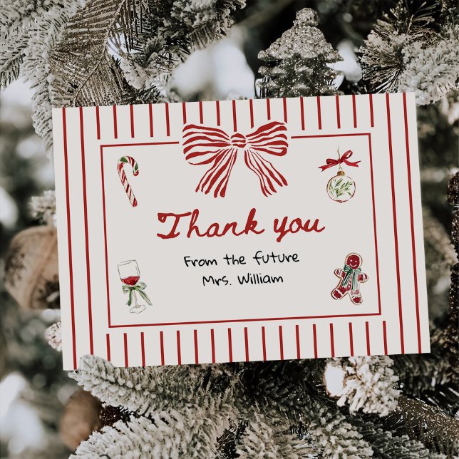 Hand Drawn Christmas Bridal Shower Thank You Card (Creator Uploaded)